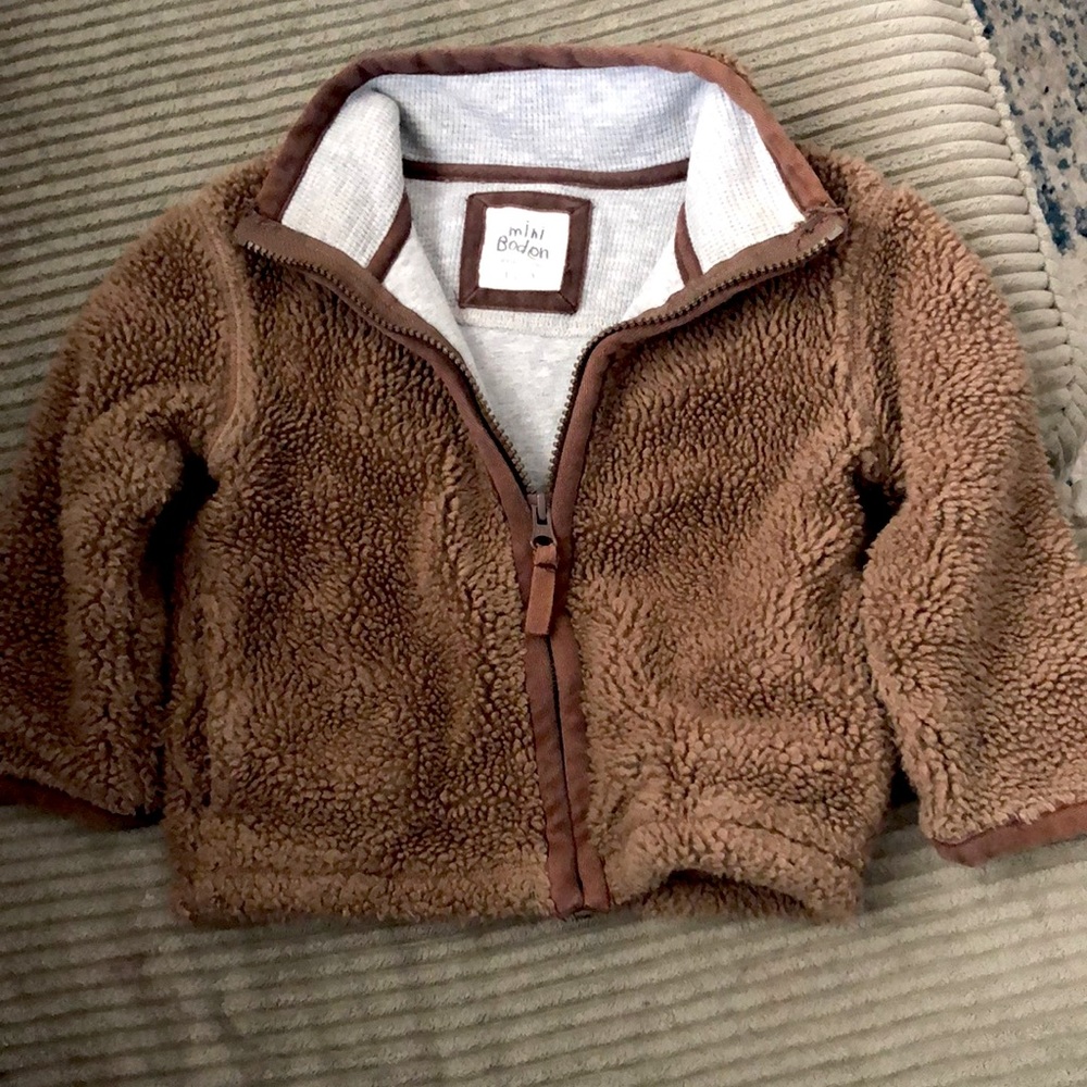 Mini Boden zip up; size 1 1/2-2Y; Brown